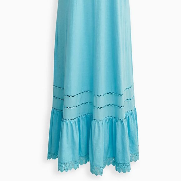 NWT TORRID SWIM COVER-UP DRESS - MAXI COTTON - CROCHET TRIM BLUE - Plus Size 3X - Picture 8 of 9